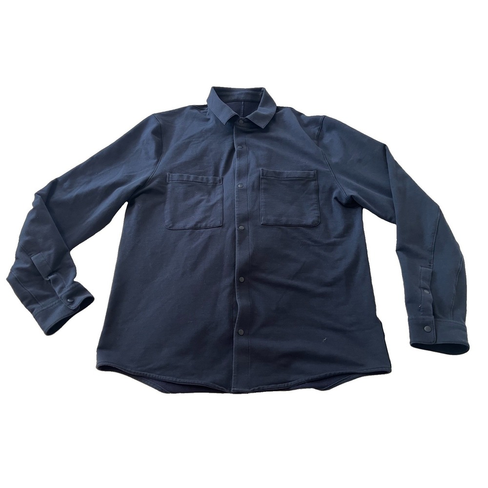 Lululemon Stretch French Terry Snap Button Overshirt Large Blue Shacket M3F85S